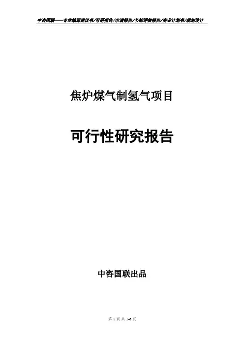 焦炉煤气制氢气项目可行性研究报告立项报告模板
