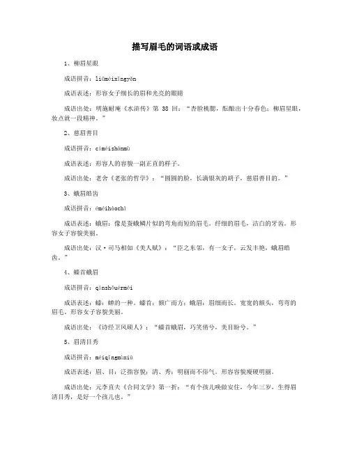 描写眉毛的词语或成语