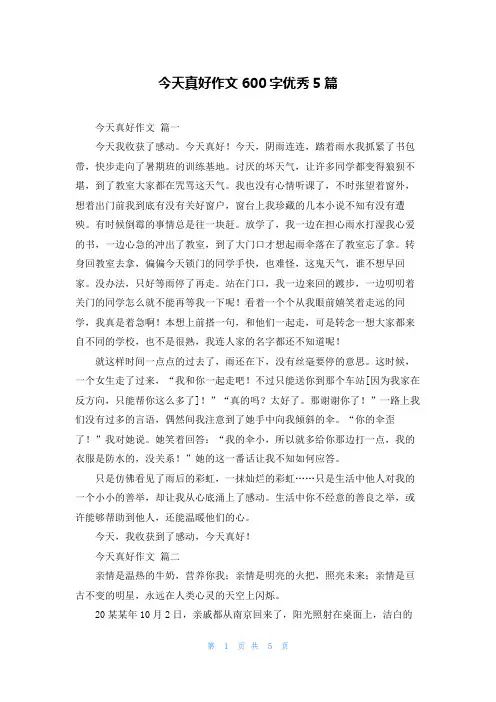 今天真好作文600字优秀5篇
