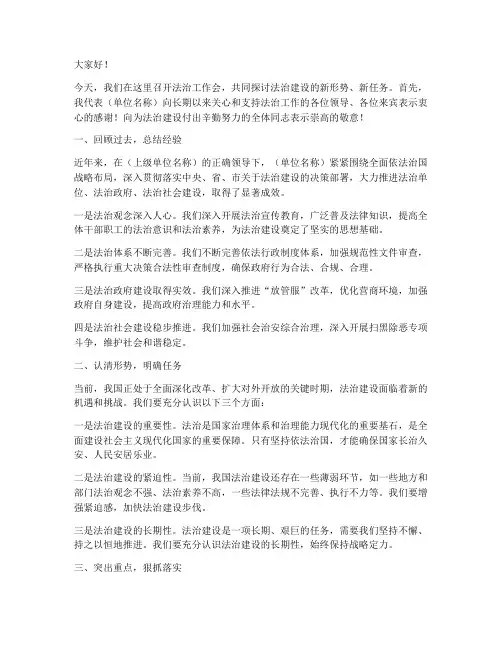 法治工作会领导发言稿