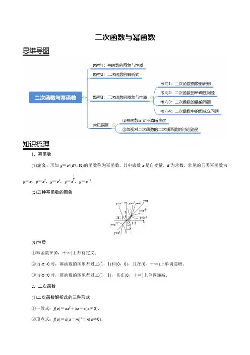 二次函数与幂函数基础知识(艺考生)