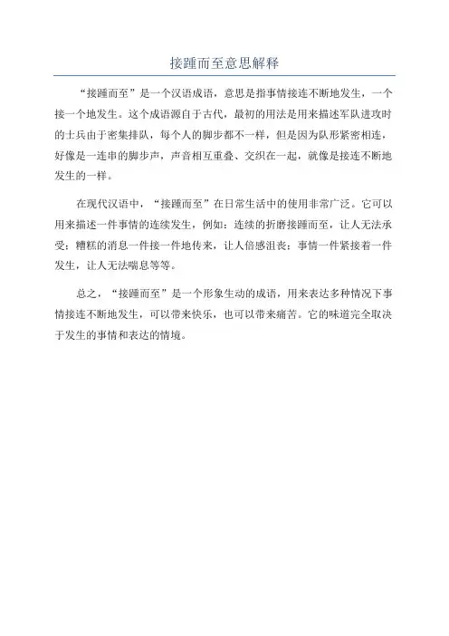 接踵而至意思解释
