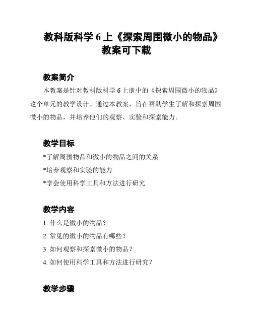 教科版科学6上《探索周围微小的物品》教案可下载
