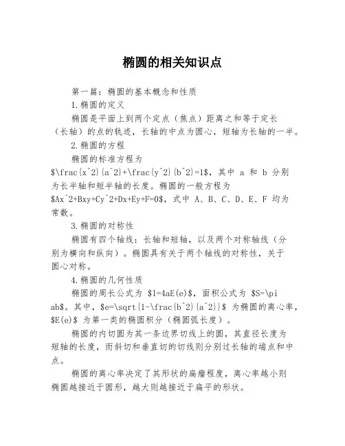 椭圆的相关知识点