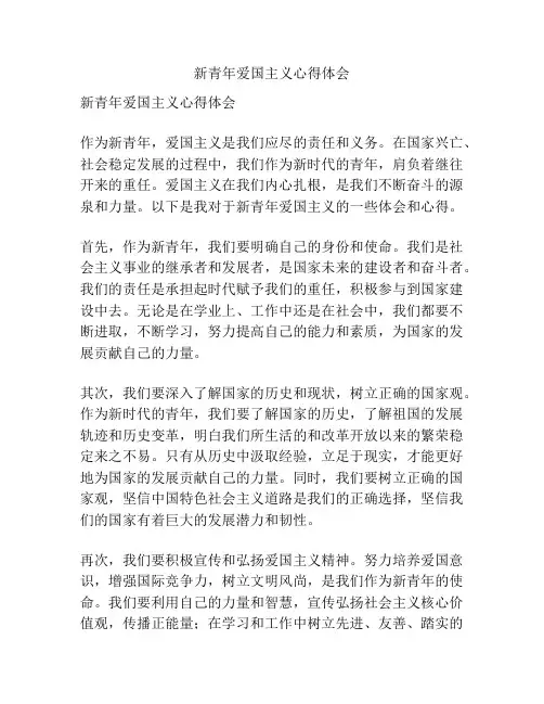 新青年爱国主义心得体会