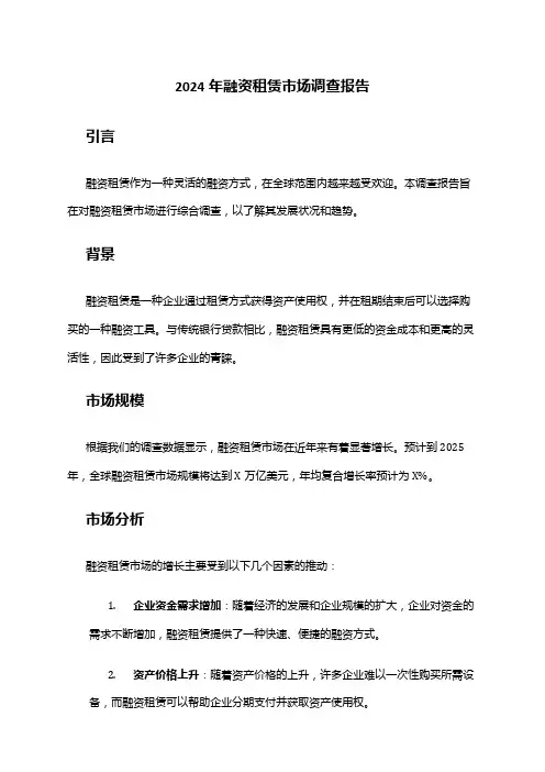 2024年融资租赁市场调查报告