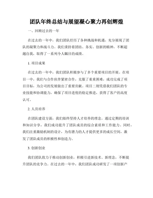 团队年终总结与展望凝心聚力再创辉煌