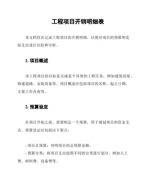 工程项目开销明细表