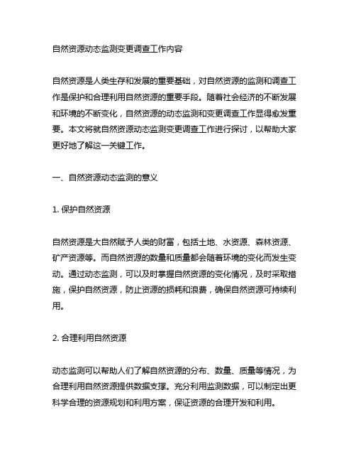 自然资源动态监测变更调查工作内容
