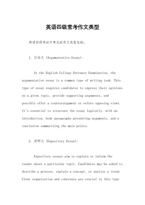 英语四级常考作文类型
