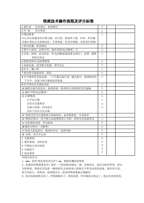 吸痰技术操作流程