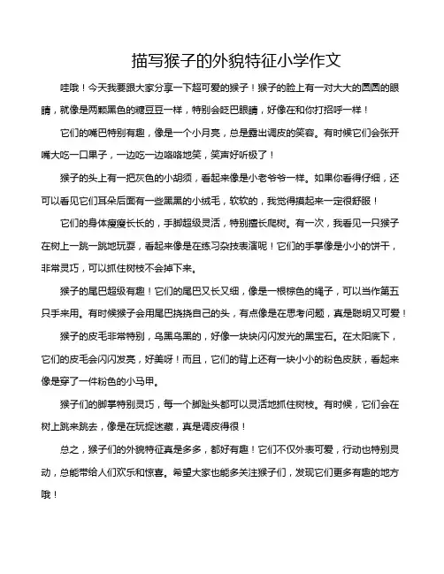 描写猴子的外貌特征小学作文