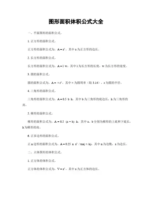 图形面积体积公式大全
