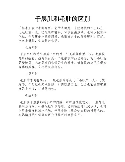 千层肚和毛肚的区别