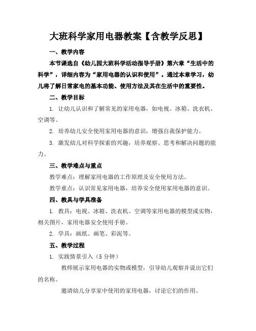 大班科学家用电器教案【含教学反思】