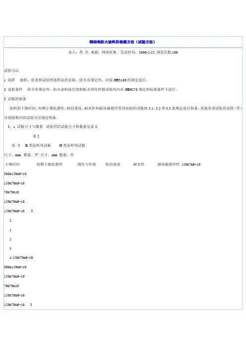 钢结构防火涂料的检测方法