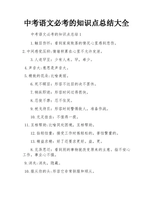 中考语文必考的知识点总结大全