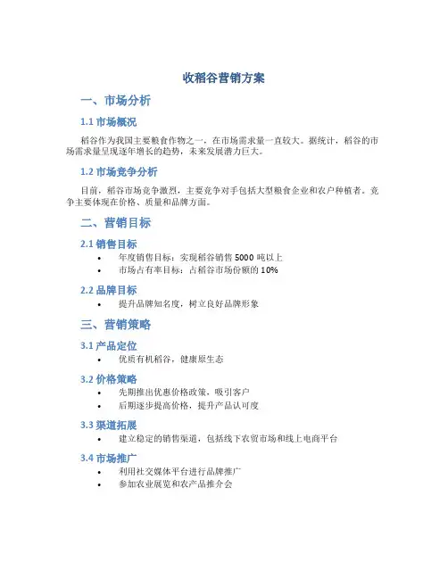 收稻谷营销方案