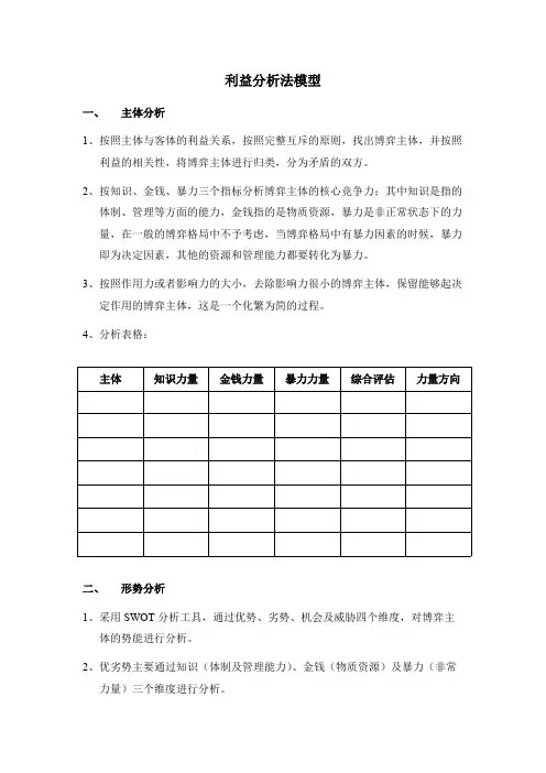利益分析法模型