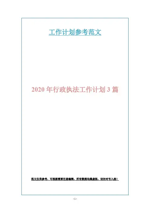 2020年行政执法工作计划3篇