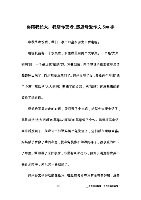你陪我长大,我陪你变老_感恩母爱作文500字
