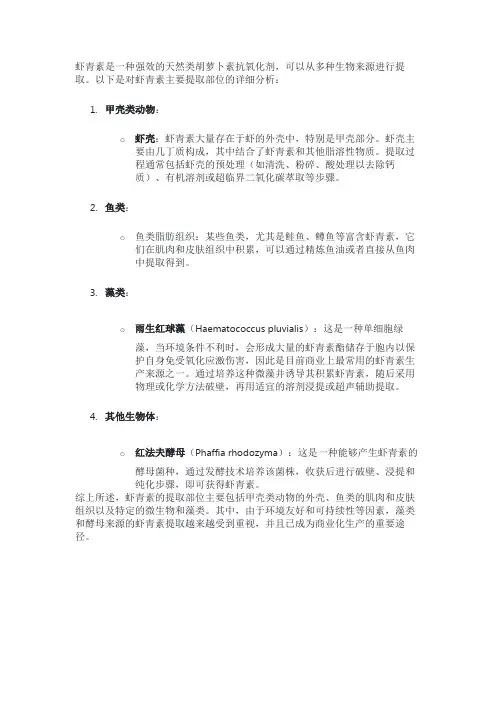 虾青素提取部位
