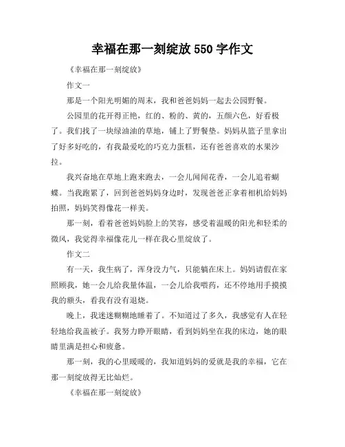 幸福在那一刻绽放550字作文