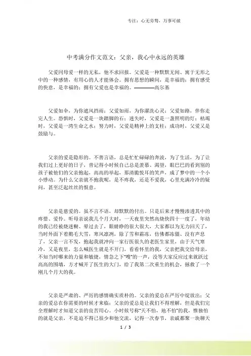 父亲,我心中永远的英雄