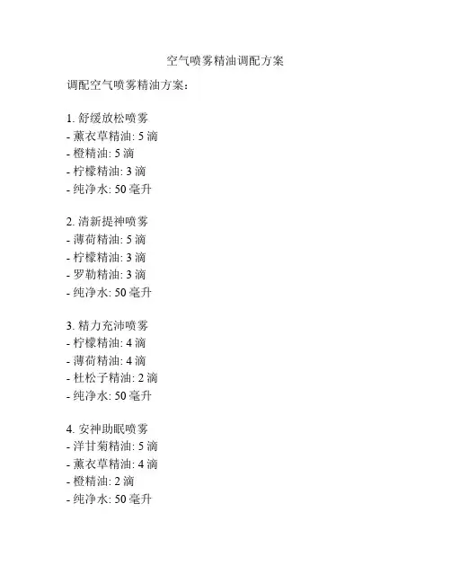 空气喷雾精油调配方案