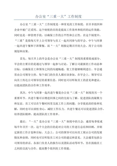 办公室“三重一大”工作制度