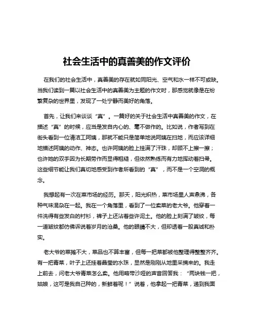 社会生活中的真善美的作文评价