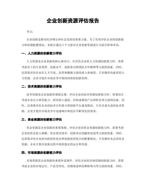 企业创新资源评估报告
