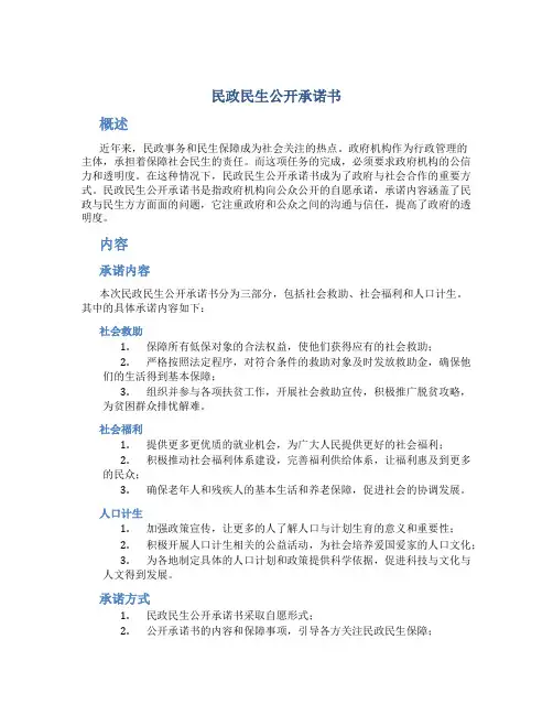 民政民生公开承诺书