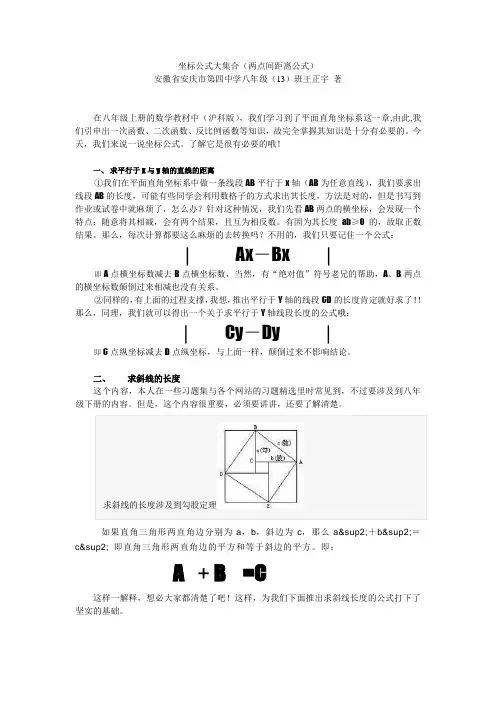 坐标公式大集合(两点间距离公式)