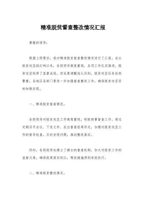 精准脱贫督查整改情况汇报
