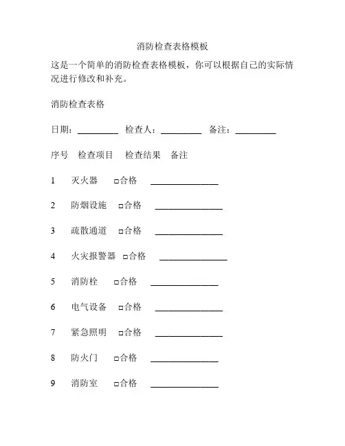 消防检查表格模板