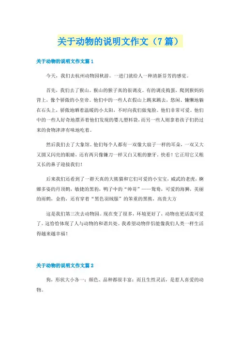 关于动物的说明文作文(7篇)