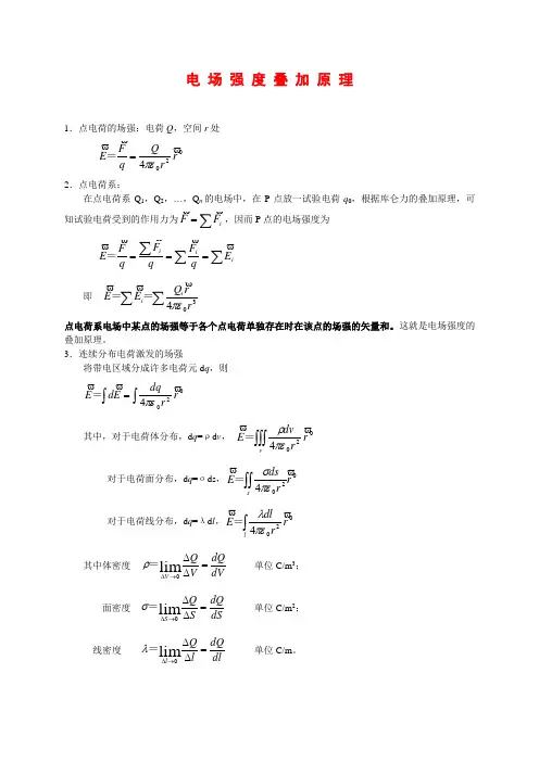 高中物理竞赛 电场竞赛自招内容讲解 电场强度叠加原理
