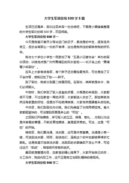 大学生军训总结500字5篇