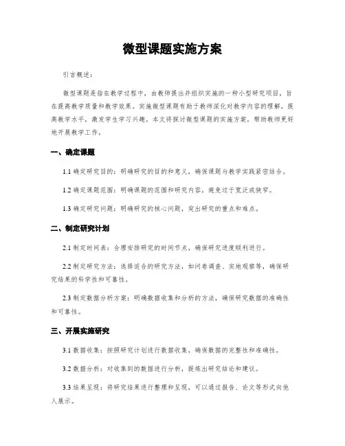微型课题实施方案