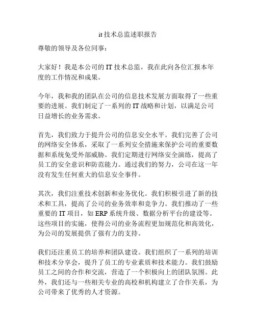 it技术总监述职报告