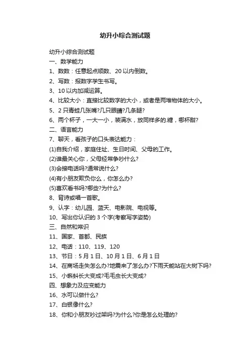 幼升小综合测试题