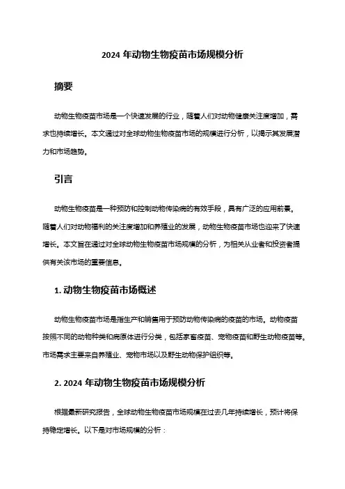 2024年动物生物疫苗市场规模分析