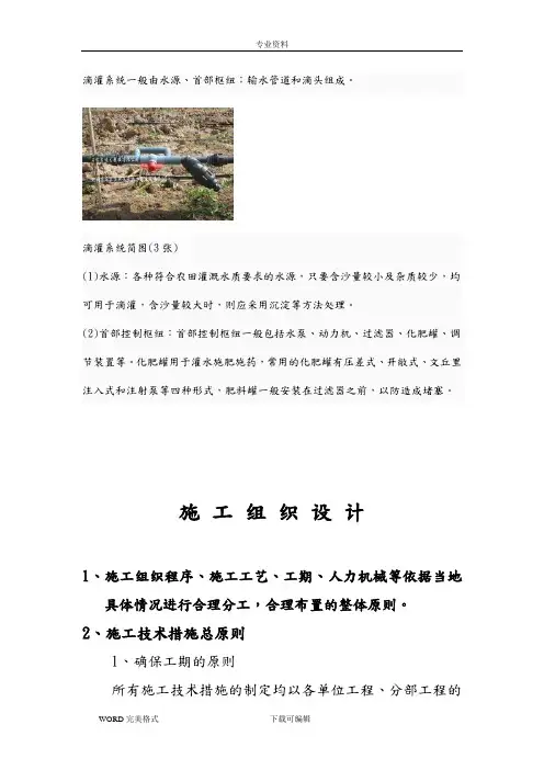 滴灌工程施工施工方案设计