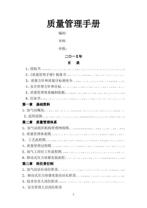 加气站质量手册2016