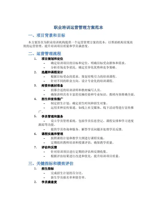 职业培训运营管理方案范本