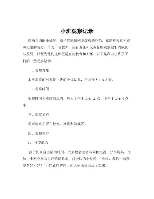小班观察记录