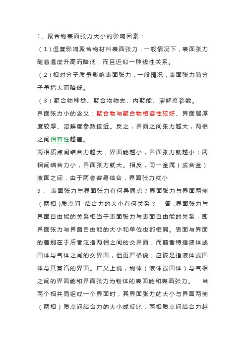 聚合物的表面与界面