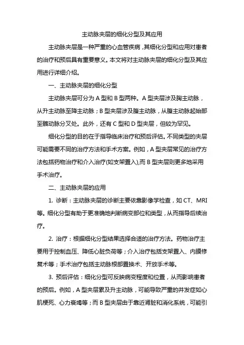 主动脉夹层的细化分型及其应用