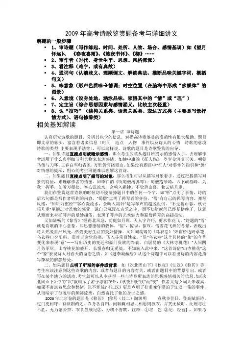 2009年高考诗歌鉴赏题备考与详细讲义